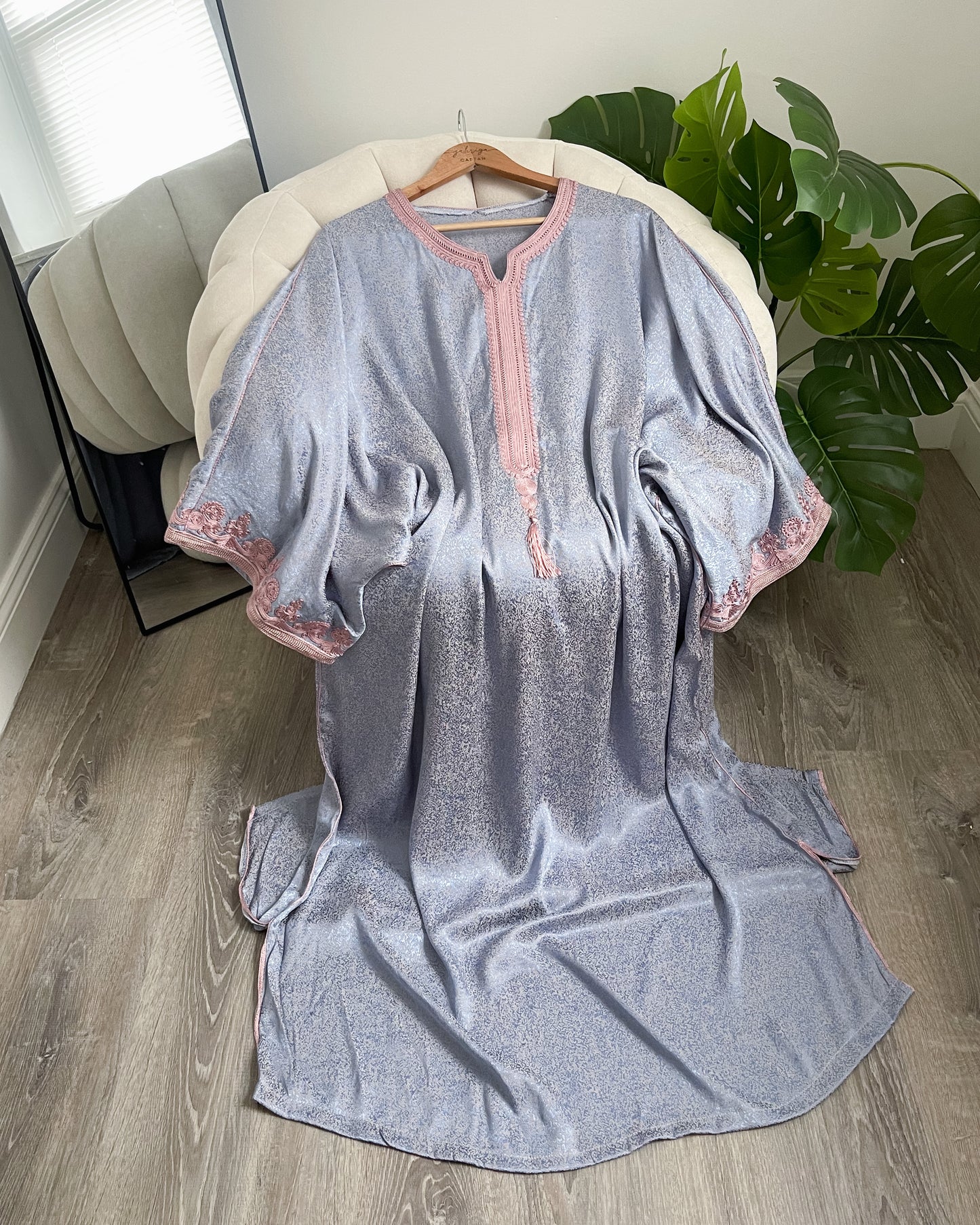 Shimmer Wide Sleeve Gandoura - Pink