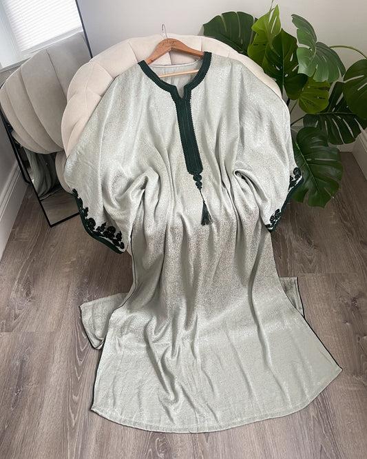 Shimmer Wide Sleeve Gandoura - Green